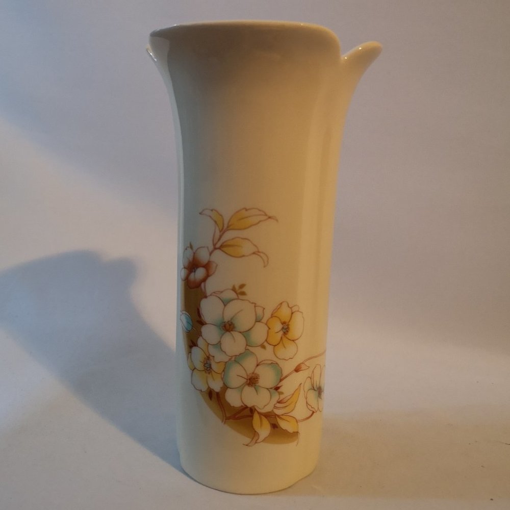 Beautiful Otagiri Japan Ceramic Vase with Light Blue and Yellow Floral Design